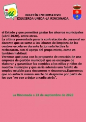 VI BOLETÍN INFORMATIVO IZQUIERDA UNIDA-LA RINCONADA. SEPTIEMBRE 2020