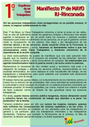Manifiesto '1 de mayo IU La Rinconada - Orgullosos de ser Clase Trabajadora'